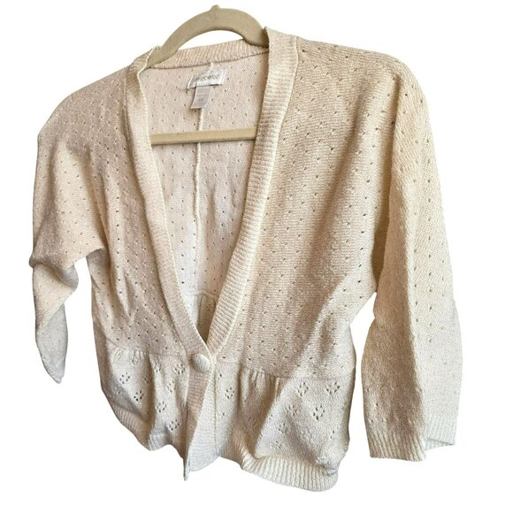Limited Too Girls Cream Gold Sweater XXL Open-Front Cardigan V-neck jj3751 - Picture 6 of 7